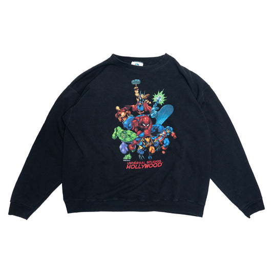 Vintage Marvel x Universal Studios Hollywood Sweatshirt – Superhero Squad Print - Größe XL