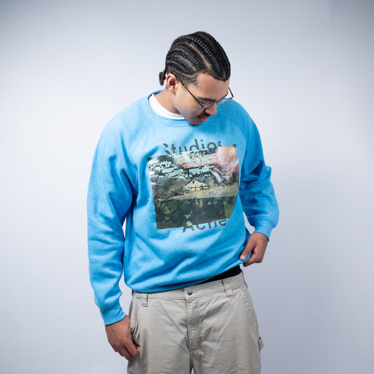 Acne Studios Video-Print Sweatshirt – Azure Blue – Größe L/XL