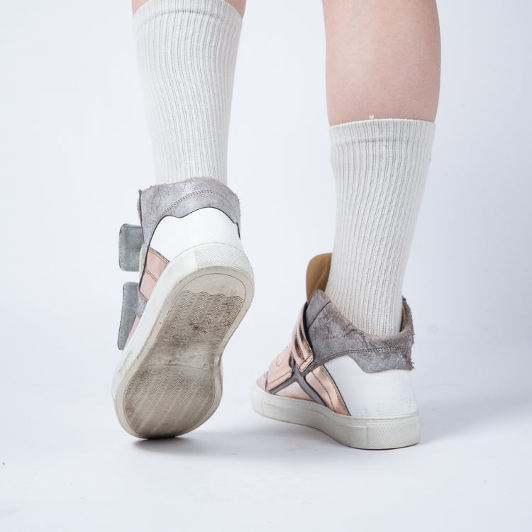 MM6 Maison Margiela High Top Sneaker – Metallic Roségold / Grau – Größe 38