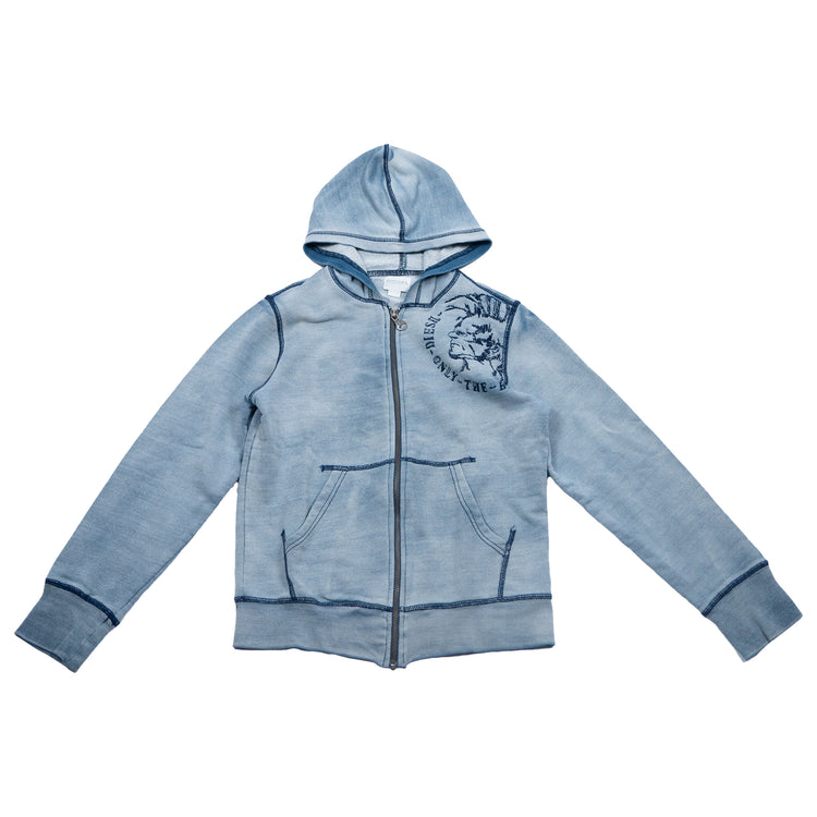 Diesel Damen Full Zip Hoodie – Hellblau Vintage Wash – Größe XL