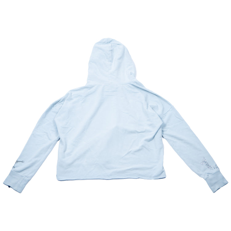 True Religion Buddha Crystal Hoodie – Babyblau – Größe L
