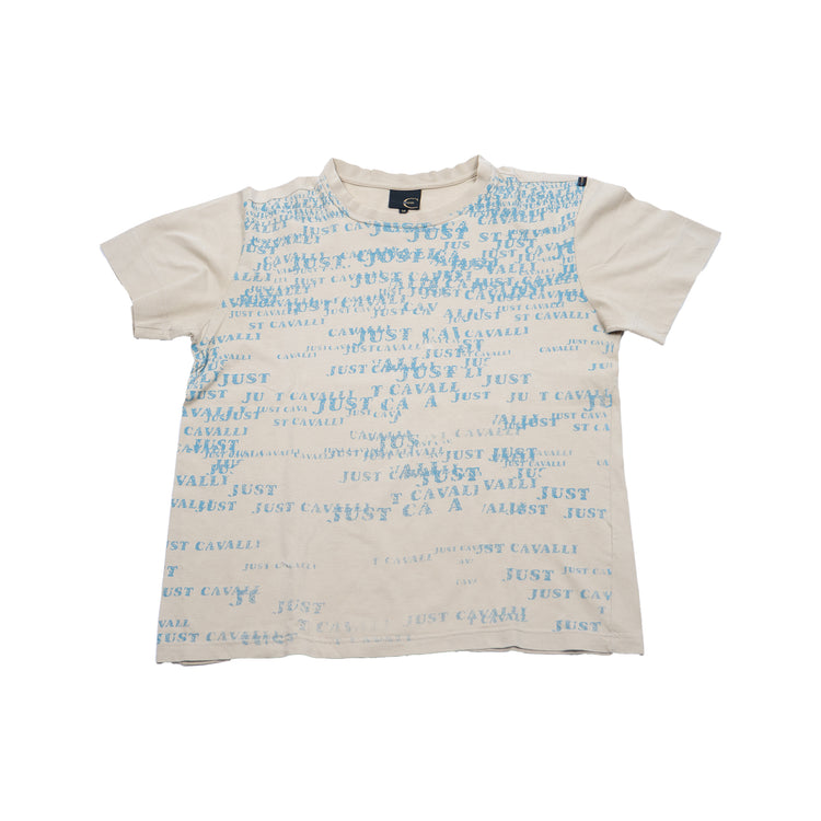 Just Cavalli Y2K Allover Logo T-Shirt Beige/Blau