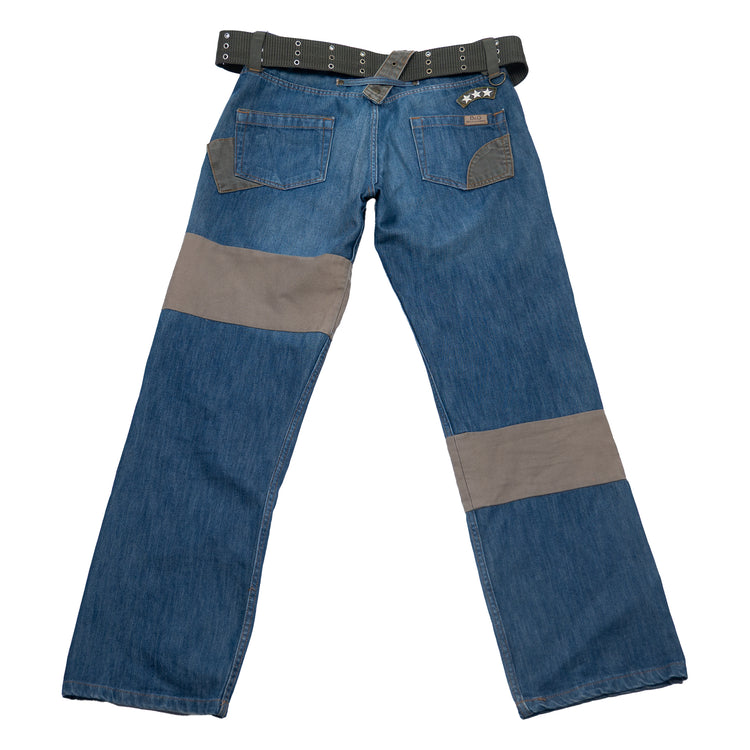 Dolce & Gabbana Hybrid Cargo Jeans – AW05 – Blau/Oliv – Y2K Military Style – Größe 34/32