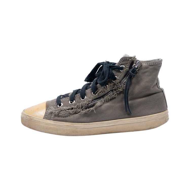 Saint Laurent Bedford High Top Sneaker – Khaki Destroyed Canvas – Größe 42
