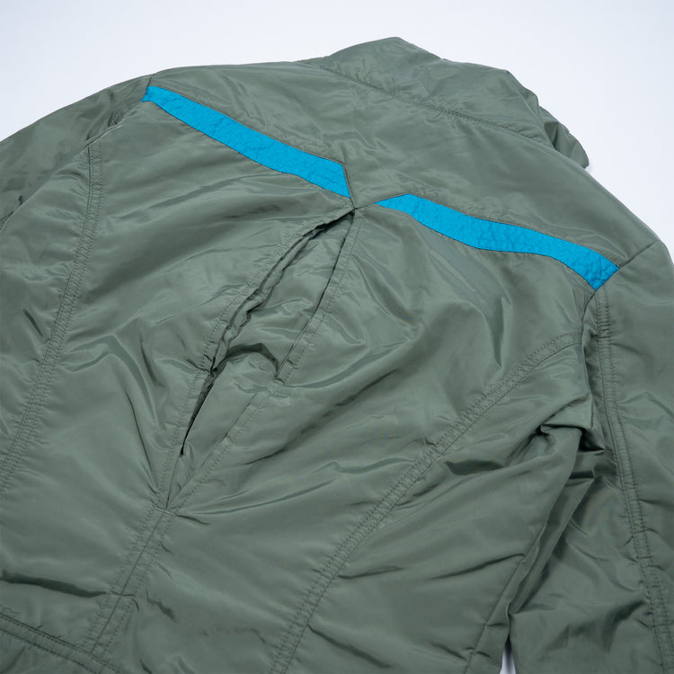Diesel Biker Style Cropped Jacket – Olivgrün & Türkis – Größe M