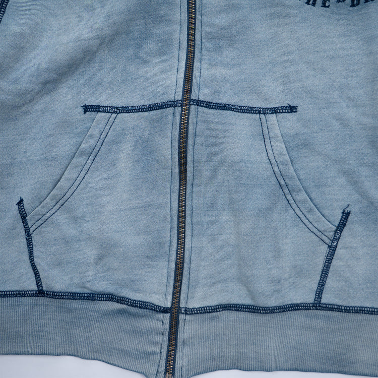 Diesel Damen Full Zip Hoodie – Hellblau Vintage Wash – Größe XL