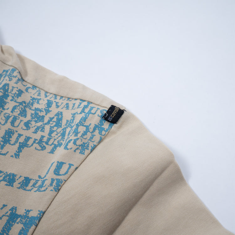 Just Cavalli Y2K Allover Logo T-Shirt Beige/Blau