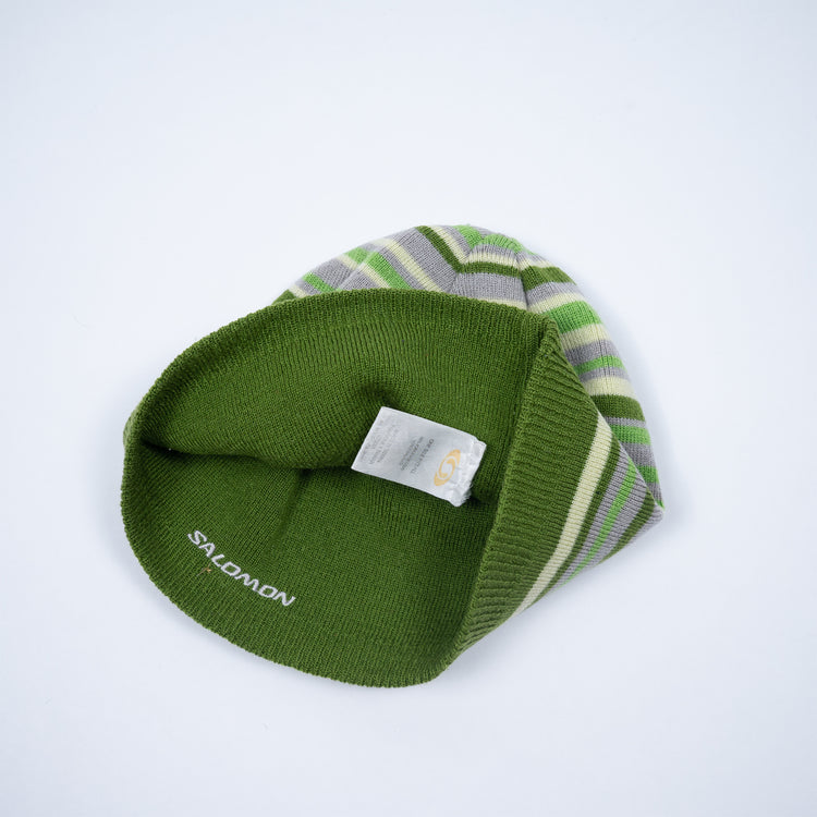 Vintage Y2K Salomon Reversible Skull Toque Beanie – Grün/Lila – One Size