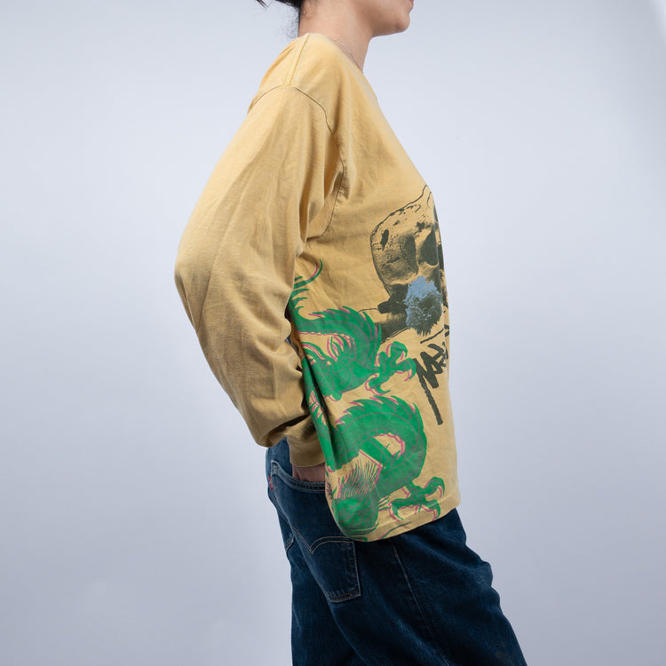 Stüssy Strike Longsleeve 'Honey' – Y2K Printshirt – Größe M