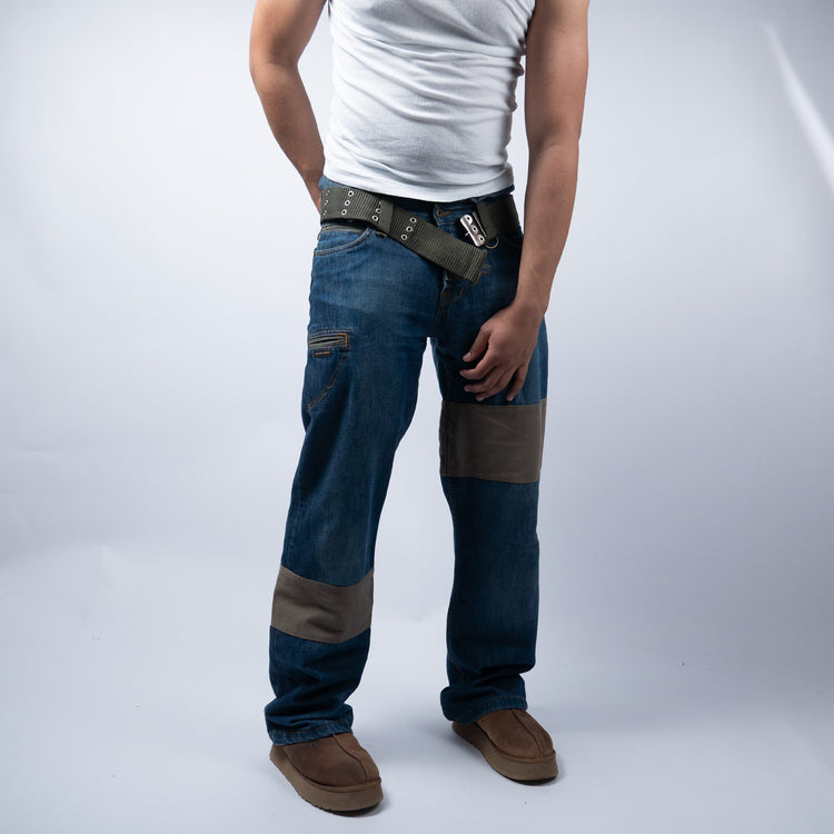 Dolce & Gabbana Hybrid Cargo Jeans – AW05 – Blau/Oliv – Y2K Military Style – Größe 34/32