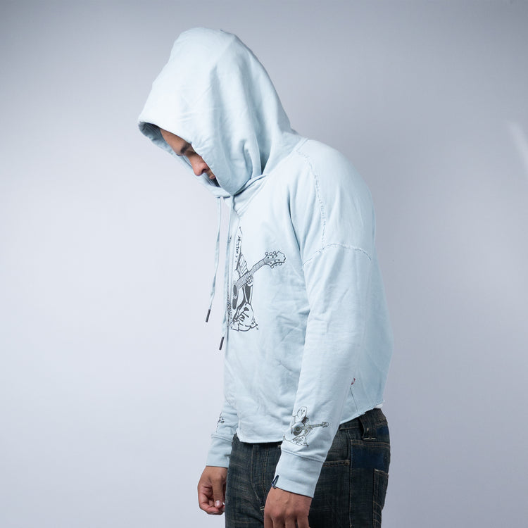 True Religion Buddha Crystal Hoodie – Babyblau – Größe L