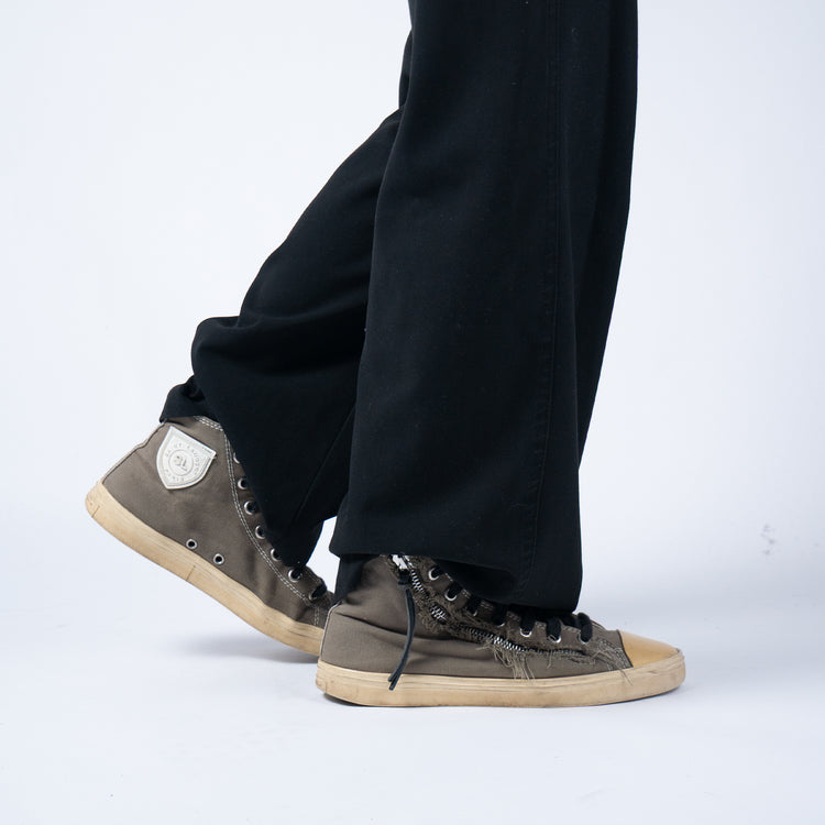 Saint Laurent Bedford High Top Sneaker – Khaki Destroyed Canvas – Größe 42