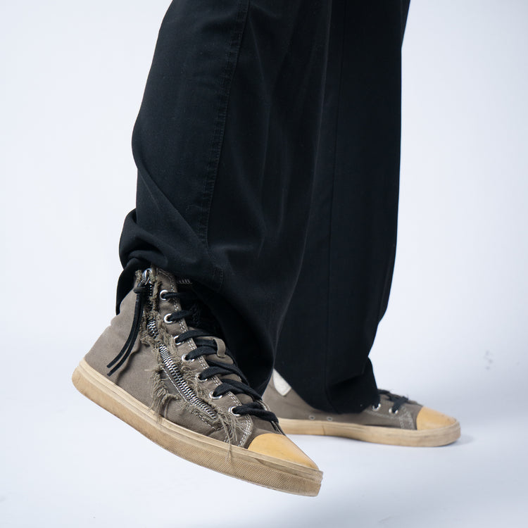 Saint Laurent Bedford High Top Sneaker – Khaki Destroyed Canvas – Größe 42